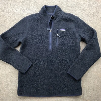 Suéter Patagonia Para Hombres Medio Azul Pila Profunda Pullover 1/4 Cremallera Logo Sherpa *` Foto 1 de 4