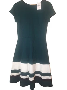 NWT Love...Ady Skater Dress Fit & Flare Emerald Green Stripe Nordstrom Rack SZ M - Picture 1 of 8