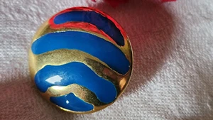 Haute couture bouton vintage collection métal emaillé bleu 2,7 cm ref 2221 - Picture 1 of 4