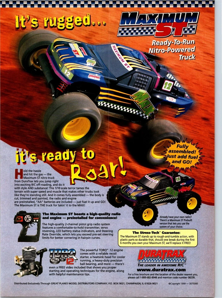 Duratrax RTR Maximum ST RC Nitro 1/10 Print Ad Ephemera Wall Art Decor - Image 1 of 1
