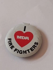 I Love MDA Firefighters Button Badge Clip Pin - Picture 1 of 5