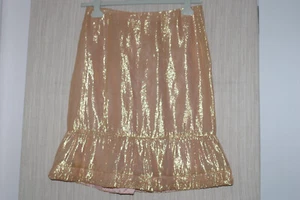 Nanette Lepore Gold Ruffled Pencil silk blend Skirt Cocktail size 6 - Picture 1 of 5