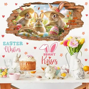 Easter Wall Decals Easter Decoration Stickers for Wall Easter Bunny Wall Deca... - Picture 1 of 7