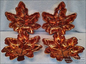 4 NEW FALL THANKSGIVING SERVING or SALAD PLATES OR BOWLS 8.5" ORANGE LEAFS - Picture 1 of 2