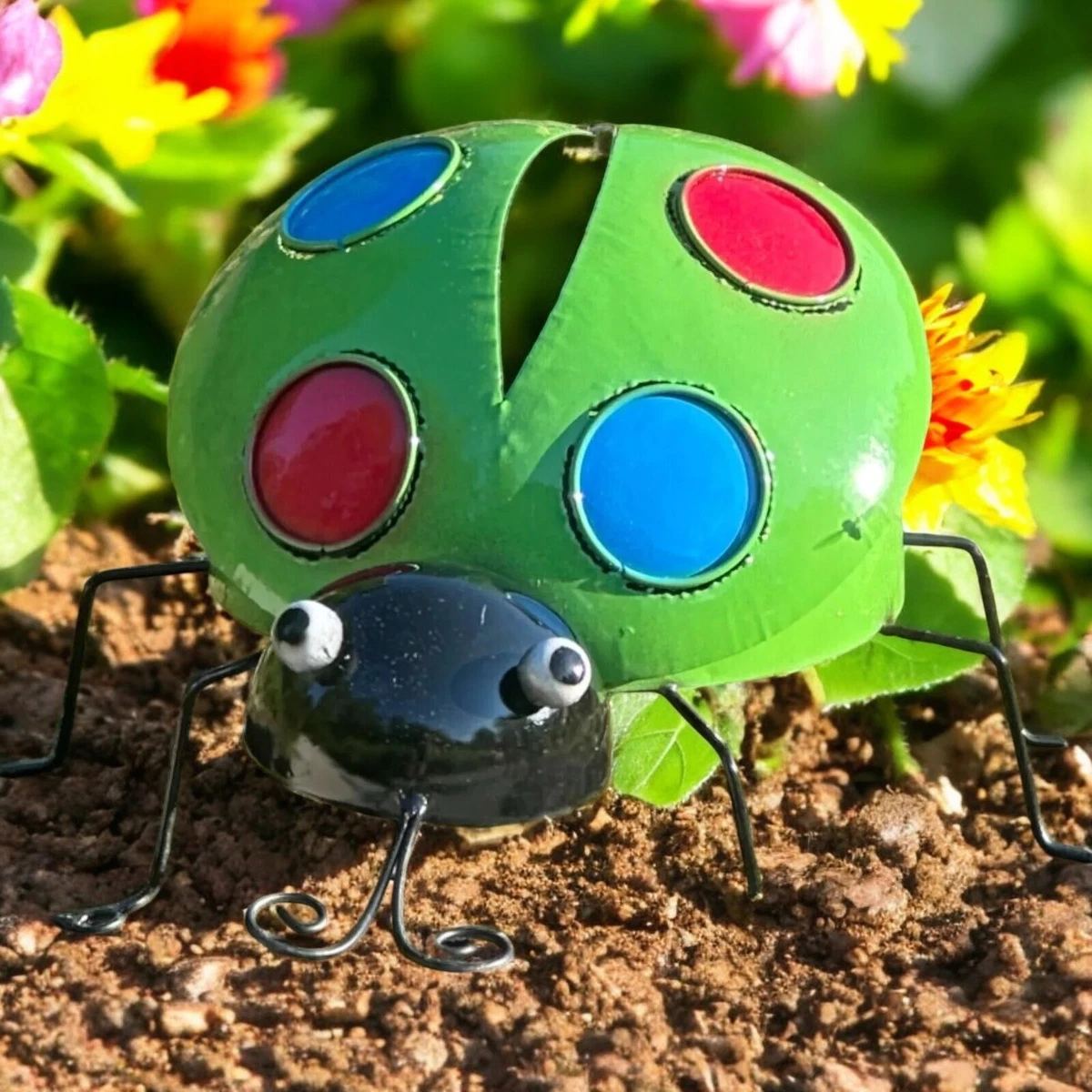 Garden Mile Marienkäfer Garten-Wandkunst – Handbemalt, Wetterfest Aus Stahl, Bunt