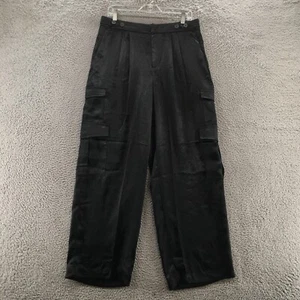 A New Day Cargo Pants Womens 10 (actual 33x32) Black High Rise Pleated Front NEW - Picture 1 of 20