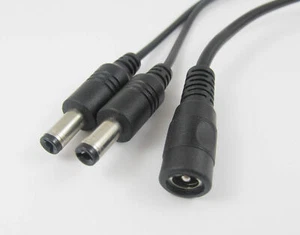 5.5mm x 2.1mm DC Female to Dual 2.1mm Male Power Splitter Cable for CCTV Camera - Picture 1 of 2