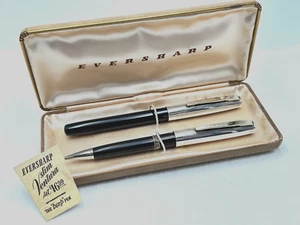 VINTAGE c1957 NOS? EVERSHARP VENTURA STERLING SILVER FOUNTAIN PEN PENCIL SET 14K - Picture 1 of 17