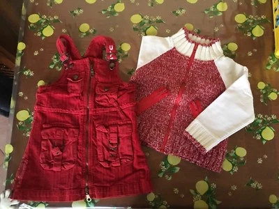 Completo Chicco bimba 24 mesi 92 cm salopette rossa con giacca coordinata - Immagine 1 di 4