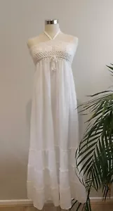 WHITE COTTON MAXI BOHO DRESS SIZE 8,10,12 RRP $69.95 BNWT - Picture 1 of 11