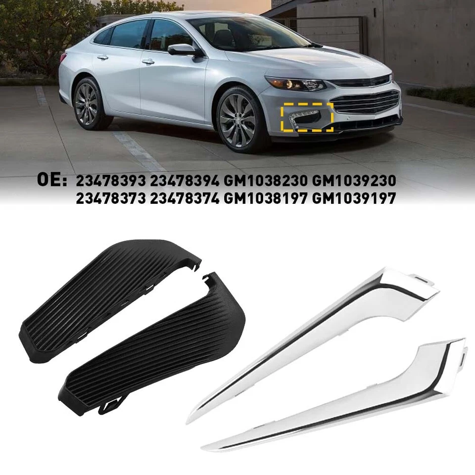 Left&Right Front Bumper Fog Light Cover Trim Set For 2016-2018 Chevrolet Malibu - Image 1 of 4