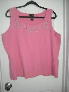 Avenue Pink Sleeveless Top Tank Embellished Beads size 22 / 24 EUC - Picture 1 of 4