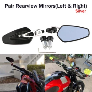 Motorcycle Rear View 7/8" 22mm Handle Bar End Rearview Side Mirrors 2 Pcs Chrome - Picture 1 of 12