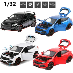1/32 Model Car Diecast Toy Collection Sound&Light Gift For Honda Civic Type R - Picture 1 of 27