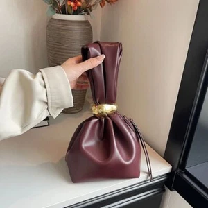 Fashion Soft Leather Clutch Bag Luxury Designer Pleated Handbag - Picture 1 of 14