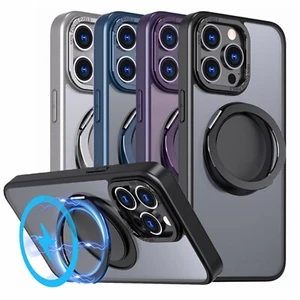 For iPhone 15 Pro Max 14 12 Phone Case Magnetic Heavy Duty Shockproof Ring Cover - Picture 1 of 12