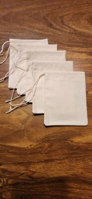 3x4" Cotton Muslin Drawstring Bags.  100% Cotton. Made In USA! Free Ship - Image 1 of 3