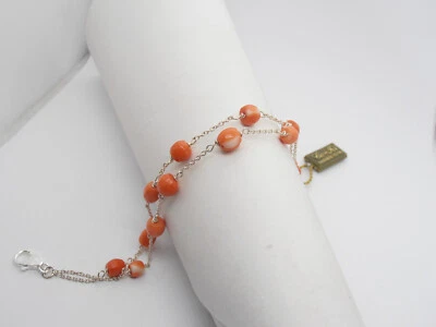 Braccialetto in Argento 925 con Corallo Naturale Rosa - bracciale - - Immagine 1 di 4
