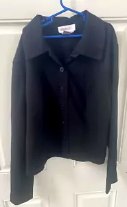Chadwick's Women's Black Collared Long Sleeve Button Up Shirt Top - Picture 1 of 3