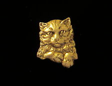 Cat Kitten Pin Brooch Large 24 Karat Gold Plate or Antiqued Pewter Kitty Tomcat
