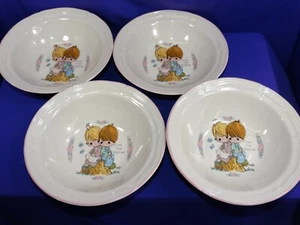 1994 PRECIOUS MOMENTS DINNERWARE 4 CEREAL BOWLS LOVE ONE ANOTHER CUTE - Picture 1 of 5