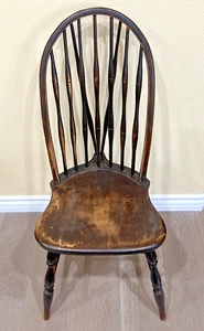 Antique BowBack Windsor Chair With Tail Brace, 1920's, Ebonized - Picture 1 of 9