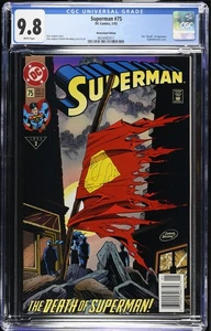 Superman #75 CGC 9.8 VARIANTE EDICOLA 1993 (1a stampa) Death Superman Doomsday - Foto 1 di 2