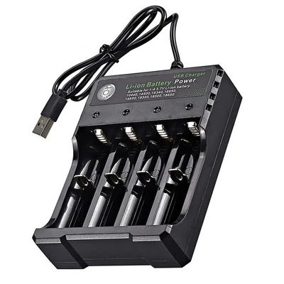 4-Slots USB Battery Charger Fits For Rechargeable Lithium Li-ion Batteries 3.7V - Image 1 of 4