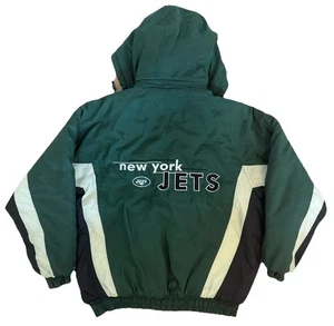 Vintage 90s New York Jets Puffer Jacket Logo7 Game Day Large Rare - Picture 1 of 6
