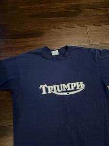 Vintage 80s Triumph Motorcycles T-Shirt Navy Blue Single Stitch Large USA Made - Bild 1 von 6