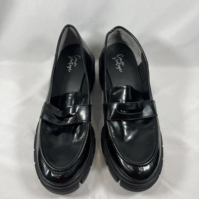 Mocasín Crown Vintage Talla 10 Mujer Negro Grueso Tacones Bloque Y2K Grunge Gótico Foto 1 de 4