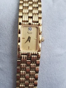 BULOVA Womens DIAMOND Dial Watch Gold Tone Tank, 20x15MM, 7" Band, New Battery - Picture 1 of 7