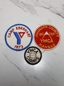 Vintage CVJM Patch 3 Stück: Basketball, Skifahren, Camping. Kansas - Bild 1 von 8