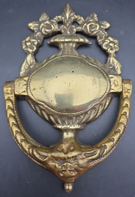 Винтажный цельный латунный дверной молоток декоративный новый из старых запасов сделано в Англии - Изображение 1 из 4