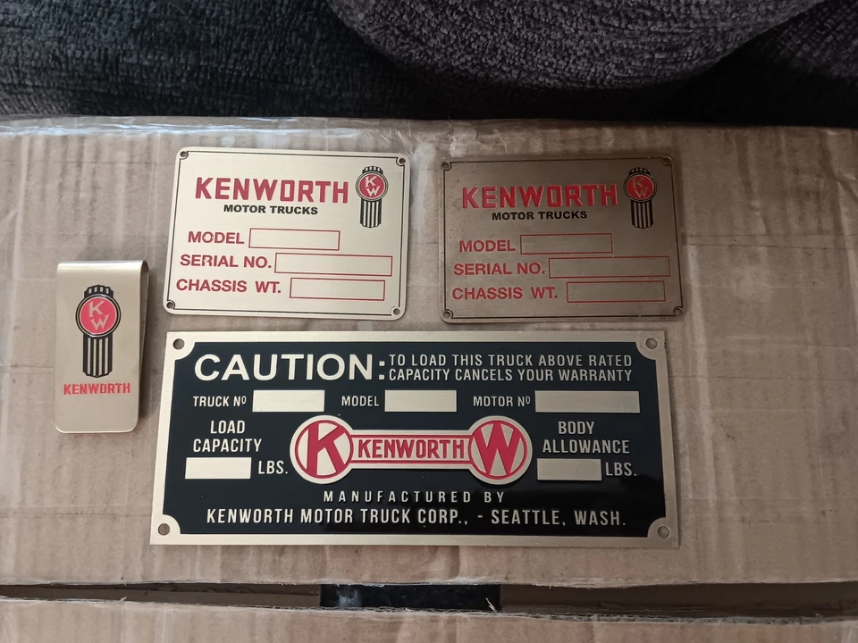 Kenworth Vintage Vin Data Brass Plates Semi Truck Collectable W900 925 500 523 - Image 1 of 1