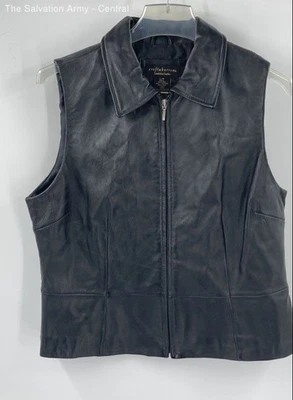 Chaleco Croft & Barrow Mujer Cuero Negro Sin Mangas Cuello Cremallera Completa Talla Grande Foto 1 de 4