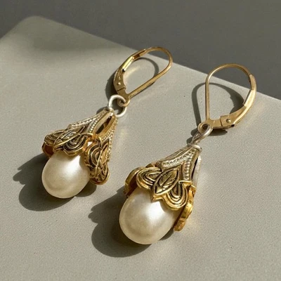 14k Gold Filled Pearl Earrings - Image 1 of 3