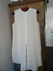 Eileen Fisher weiß 100% Bio Taschentuch Leinen ärmellos Tunika Petit Small - Bild 1 von 9