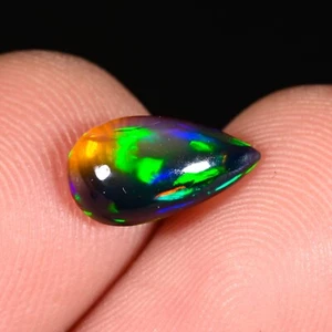 Etíope Black Opal , Negra Natural Fuego Ópalo Cabujón para Joyería Hacer 1.00CT - Imagen 1 de 11