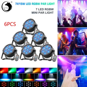 6 pezzi 7 LED Par Light DMX RGBW 4 IN 1 fascio palco uplight DJ discoteca luci con telecomando - Foto 1 di 13