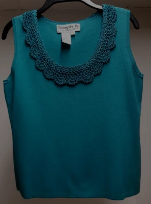 Precioso top JOSEPH A verde azulado de encaje para mujer talla mediana M sin mangas cuello redondo Foto 1 de 3