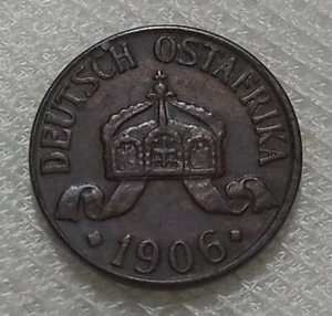1906 J GERMAN EAST AFRICA 1/2 HELLER BRONZE COIN XF - Picture 1 of 2