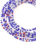Fine Luster Sapphire Blue, Cherry Red & Crystal Waist Beads, Trade Beads-Ghana 