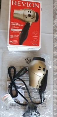 Revlon RVDR5005 Travel Hair Dryer Black & Gold 3x Ceramic Coating 1875 Watt - Image 1 of 4