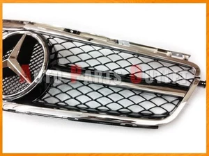 Chrome/Black 1 Fin Mesh Front Grille Only for 08-11 M-BENZ W204 C63AMG Sedan 4Dr - Picture 1 of 3