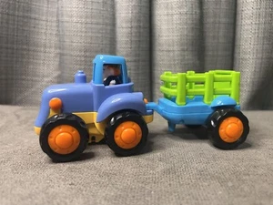 Huile Toys Push Go Friction Powered Tractor Trailer Blue Toy - Picture 1 of 9