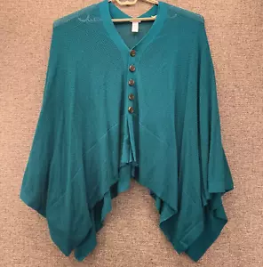 J. Jill Poncho Womans 3xl Dark Teal Open Knit Converts to Shawl XL to 3xl - Picture 1 of 9