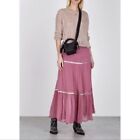NWT Free People Purple Swiss Dot Beaded Long Skirt Size 8 MSRP $128