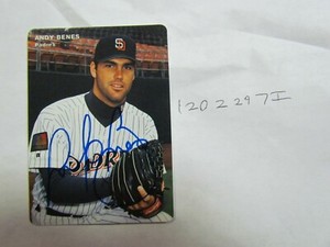 1994 Mothers Cookies Andy Benes SIGNED BASEBALL CARD 