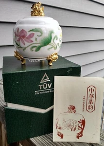 Lata de té/jarra de jengibre Fine Bone China con Foo Dog - Imagen 1 de 12